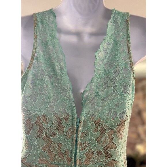 Deb Prom‎ Maxi Dress Size 1  Sleeveless Lace Bodycon Lined Formal Mint  Fairy - Picture 8 of 16